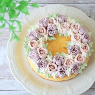 フラワーリース・チーズケーキ 　4号　5号　6号　チーズケーキ　誕生日　記念日　お祝い　母の日　七五三　還暦　米寿　