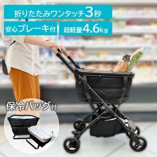 ショッピングカート 大容量 保冷バッグつき allecore らくっとカート 送料無料 4輪 折りたたみ キャリーカート 買い物 おしゃれ 大容量 高齢者 カート 軽量 軽い ブレーキ付き ショッピング 折りたたみ軽量 マイバッグ 衛生的 アウトドア ピクニック 散歩 誕生日 母の日 ギフト プレゼント 【送料無料（一部地域を除く）】