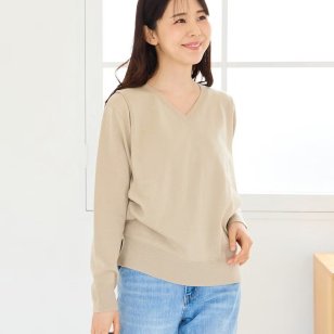 【送料無料】授乳服〈授乳/マタニティ〉Vネックニットトップス
