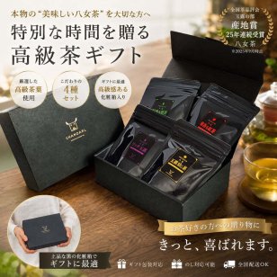 プレミアム八女茶 ティーバッグ4種 ギフトボックス｜日本茶 お茶 玉露 緑茶 和紅茶 高級茶 飲み比べ 詰め合わせ 贈答用 お歳暮 お年賀 クリスマス 誕生日 ギフト プレゼント