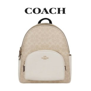 送料無料 コーチ COACH アウトレット 誕生日 レディース バッグ リュック バックパック CZ176 IMXDM(サンド×チョーク) シグネチャー (ブランド プレゼント B5収納 上品)