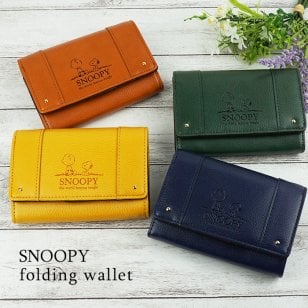 SNOOPY スヌーピー 二つ折り財布 ラウンドファスナー 財布 折り財布  型押し 大容量