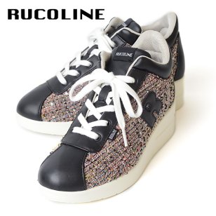 ルコライン スニーカー ルコライン 靴 RUCO LINE RUCO-011PK MULTI マルチカラー 生地ピンク × 合皮ブラック  Rマーク サイドファスナー付 ３E 幅広 レディース