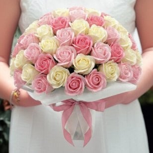 【ミルキーピーチ】「サヴォンローズ」 花束 ブーケ バラの花束 薔薇の花束 花ギフト フラワーギフト フラワーボックス プロポーズ サプライズ ソープフラワー シャボンフラワー 石鹸フラワー 石鹸の花 石鹸のバラ 枯れない花 インテリア 母の日 父の日 敬老の日 クリスマス バレンタイン ホワイトデー 誕生日 入学 卒業 就職 結婚祝い 結婚記念日 退職祝い 記念日 