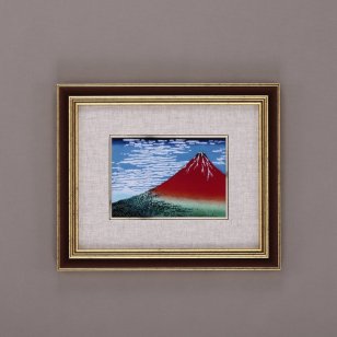 富嶽三十六景 赤富士 七宝焼き　アートフレーム　絵画