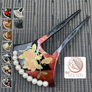 送料無料 髪飾り かんざし パール バチ型 扇形 蒔絵 普段使い 敬老の日 二本差し 【クリックポスト発送】結婚式 和装 着物 振袖 お土産 プレゼント レトロ 黒留袖 ヘッドドレス 送料無料 ヘアアクセサリー