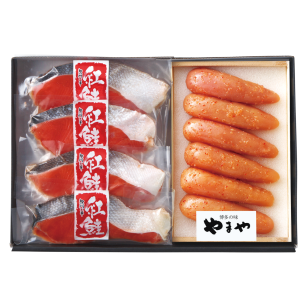 【黒門三平】塩紅鮭切身と【やまや】辛子明太子のセット RBY【送料無料※北海道・沖縄・離島除く】