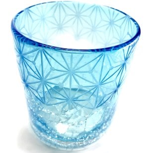 琉球ガラスｘ東京切子(花切子）ロックグラス　千代紙　空