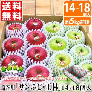 【贈答用】サンふじ・王林　約5kg前後 14個～18個入【送料無料】 青森 りんご 14～18個入 お歳暮 贈答 青森 通販 青森りんご 贈答用 5kg