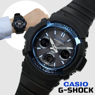 【レビューで延長保証 11年】カシオ CASIO G-SHOCK G-ショック 電波ソーラー AWG-M100A-1A ANALOG-DIGITAL M100 SERIES ブラック ブルー メンズ デジタル 腕時計 ギフト プレゼント【海外正規品】送料無料