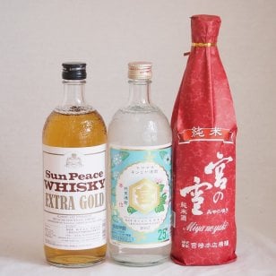 宮崎本店日本酒×焼酎×ウイスキー3本セット(サンピース エクストラ ゴールド 37度 キンミヤ焼酎 25度 宮の雪 純米) 720ml×3本