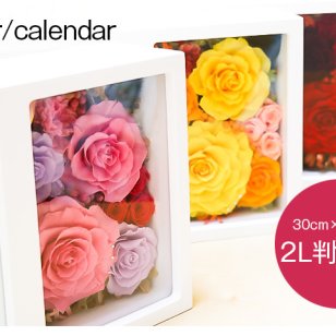 2020年版！プリザーブドフラワーの花カレンダー＊ＢＯＸ３０cm×２０cm（全３色)２Ｌ判フォトフレーム 新年 年末 来年の準備 