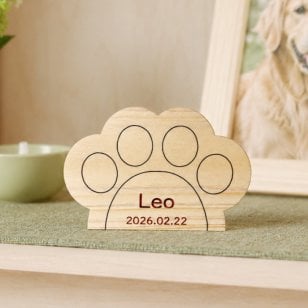 【国産熊野ひのき】Memorial Wood 肉球　　木製ペット位牌 犬 猫 コンパクト シンプル 省スペース S 名入れ メッセージ 彫刻 刻印 仏壇 仏具 ご霊前 お盆 お供え ナチュラル
