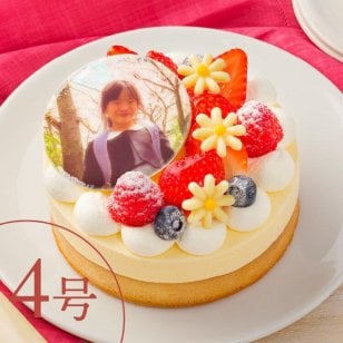 ベイクドチーズケーキとレアチーズケーキの2層仕立て　写真ケーキ ドゥーブルフロマージュ 4号 12cm 