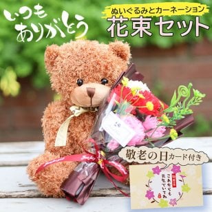 敬老の日 孫から おばあちゃん 祖母 80代 70代 花 ギフト 花束  送料無料 プレゼント 花以外 ぬいぐるみと花束セット ギフト 花 そのまま飾れる ブーケ 翌日配送 花束 ギフト 誕生日 プレゼント バラ 花瓶いらず スタンドブーケ 花 ギフト 50代 60代 70代 80代 フラワー アレンジメント