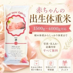 出産内祝い 出生体重米 1500g~4000g 抱っこ米 写真入り 名入れ 体重米 ウェイトライス 宮城県産ひとめぼれ 自社精米【送料無料※一部地域を除く】