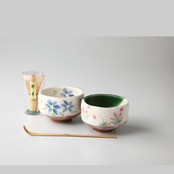 鉄仙・紅葉ミニ抹茶セット　磁器 磁器 美濃焼 やきものの里から、暮らしを贈ります。　ギフト 食器 セット テーブルウェア