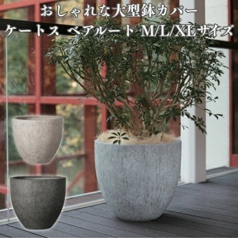 鉢カバー おしゃれ 大型 20号 17号 13号 丸 ラウンド 卵型 セメント 木目調 KONTON ケートス ベアルート ファイバーセメント 軽量 底穴なし 屋内 室内 S M L XL アイボリー ダークグレー 観葉植物 シンボルツリー 北欧 モダン ナチュラル インテリア
