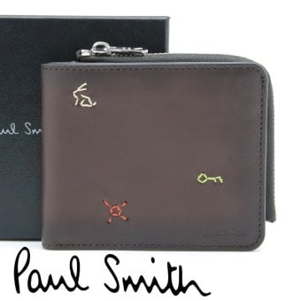 ポールスミス 財布 Paul Smith 二つ折り財布 L字ファスナー二つ折り財布 小銭入れあり メンズ ダークブラウン M1A-7970-WMOTIF 68 【ラッピング無料 誕生日 お祝い プレゼント ギフト 贈り物】 送料無料