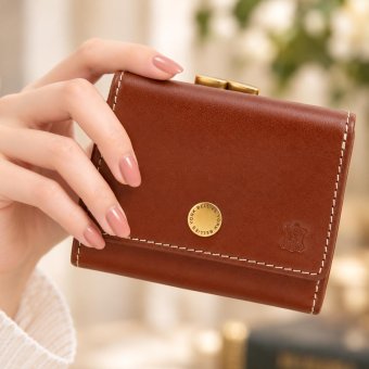 ベリーズヨーク　BELLIES YORK　三つ折り財布　ガマ口ポケット　BYTM1943BR　ブラウン　茶色　ベジタブルタンニン　イタリアンレザー　牛革　”エイジングを楽しむ革小物”