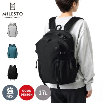 【正規販売】MILESTO ミレスト LIKID リキッド MLS843 サイドバックルバックパックM バックパック 撥水 はっ水 防水 17L リュック 軽量 旅行 ビジネス 通勤 ブラック グレー 通学 ギフト プレゼント メンズ レディース ブランド グッドデザイン賞 キャリーオン PC収納
