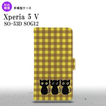 Xperia 5V Xperia 5V 手帳型スマホケース カバー 猫 イラスト 黄 茶 2023年 10月発売 nk-004s-xp55-dr1138