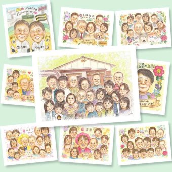 プレゼント 手描き 似顔絵 ギフト 名入れ 贈り物 誕生日 長寿 集合 お祝い 記念日 大人数 祖父母 家族 親族 姉妹 兄弟 修正無料 下書き確認 名入れ 喜ばれる かわいい そっくり 親孝行 家族写真代わり 思い出 集合 全員 家族 闘病中の方への励まし 長寿祝い お祝い返し 白寿祝い 贈答品 結婚祝い 感動 イラスト オーダーメイド キレイ 披露宴 ホワイトデー
