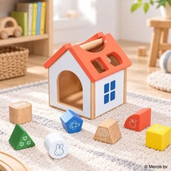 【10/6発売】積み木 ミッフィー パズルハウス | 1歳半 知育玩具 おもちゃ 子供 男の子 女の子 木のおもちゃ ミッフィー ブルーナ 出産祝い 木製玩具 知育玩具 女の子 男の子 キッズ 幼児 子ども 木製 NICHIGAN ニチガン