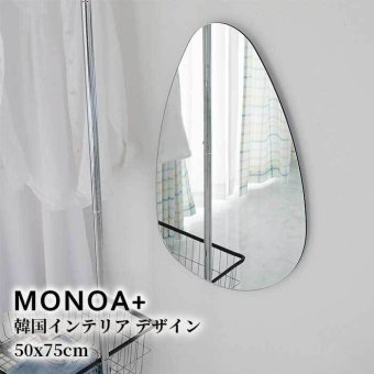 ミラー ドレッサー 鏡 壁掛け おしゃれ 韓流 韓国 洗面 日本製 インテリア デザイン 上半身 ウェーブ 変形 ノンフレーム 賃貸 アパート マンション 75cm 玄関 姿見 スリム