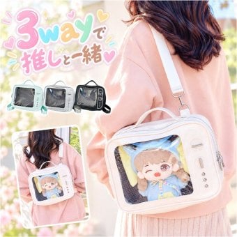 痛バッグ ぬいぐるみ 通販 透明バッグ 推し活グッズ ショルダーバッグ クリアケース マスコット収納 リュック ぬい撮り イベント用 かわいい レディース 痛ショルダー 見せバッグ オタ活バッグ ポーチ おしゃれ