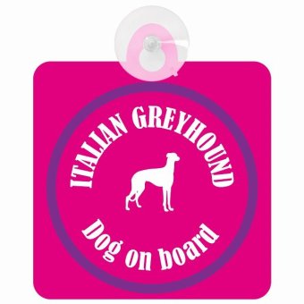 Itallan Greyhound イタリアングレーハウンド ピンク＆パープル 車 窓ガラス 吸盤タイプ DOG IN CAR かっこいい おしゃれ 犬 シルエット アメ雑風 カラフル ドッグインカー ドッグオンボード 安全対策 セーフティサイン デコ 外出 ドライブ カーサイン 吸盤