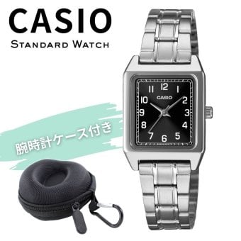 カシオ 腕時計 レディース ブラック 黒 シルバー アナログ スクエア レクタンギュラー アラビア数字 レトロ 海外モデル 逆輸入 小さめ 薄型 軽量 メタル シンプル 仕事 学生 誕生日 プレゼント ギフト CASIO 収納ケース付き 成人 卒業 入学