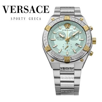 ヴェルサーチェ 腕時計 メンズ ライトブルー アクアブルー シルバー ゴールド クロノグラフ 46mm VERSACE SPORTY GRECA スイス製 メンズ腕時計 高級 ブランド おしゃれ プレゼント ギフト 成人 卒業 入学