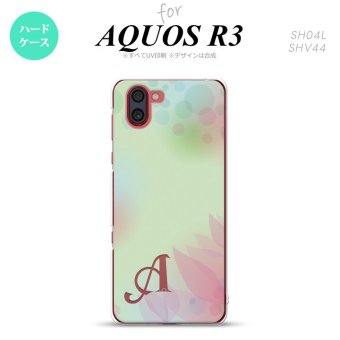 SH-04L SHV44 R3 AQUOS R3 スマホケース カバー ぼかし 花柄 緑 +アルファベット nk-r3-1591i