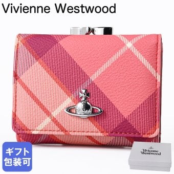ヴィヴィアンウエストウッド Vivienne Westwood 三つ折り財布 コンパクト がま口小銭入れ付き タータンチェック ウォレット レディース フレッシャーピンク 5115002MW S002L G201 折財布 送別会 誕生日 お中元 結婚祝い 結婚式 彼女 妻 女性 財布 高級 父の日 母の日【スペシャルラッピング660円(別売り)】 即日発送ファッション小物 ホワイトデー