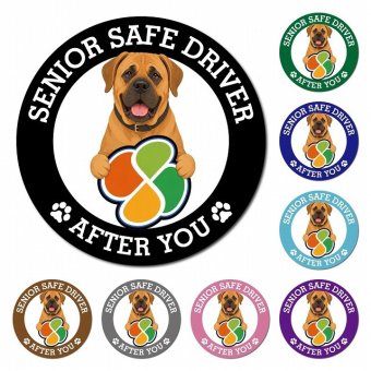 カーサイン 高齢者マーク SENIOR SAFE DRIVER 土佐犬 マグネット 強力 直径13cm 肉球 日本製 車 ステッカー