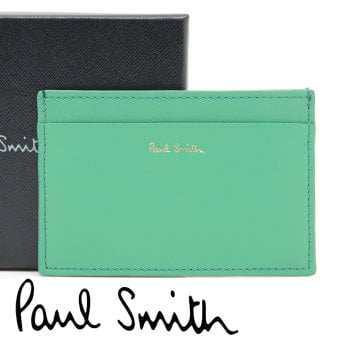 ポールスミス カードケース Paul Smith 名刺入れ カード入れ パスケース メンズ レザー コバルトグリーン マルチストライプ M1A-4768-DMULTI 30 【ラッピング無料 誕生日 お祝い プレゼント ギフト 贈り物】 送料無料