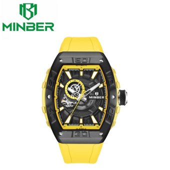 【正規品】MINBER ミンバー メンズ腕時計 日本製ムーヴメント 自動巻き 3気圧防水 JC9006G-02 イェロー ラバーベルト