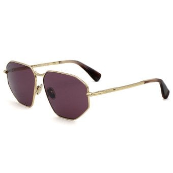 マックスマーラ Max Mara サングラス ノーズパッド UVカット アイウェア スクエア 多角形 ジオメトリック MM0143/S 32Y 59 メンズ レディース ユニセックス ゴールド+パープル 海外正規品