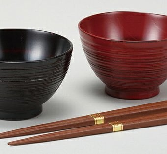 3.6夫婦千筋汁椀　根来・曙（箸付）（R) インテリア 漆器 盆 カタログギフト 景品 粗品