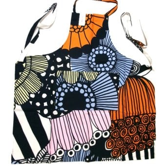 マリメッコmarimekko  シイルトラプータルハ 74329－123 エプロン ホワイト／ライトイエロー／オレンジ【キッチン　エプロン　プレゼント　贈り物　母の日　】【御結婚御祝・内祝・新築御祝・還暦御祝・御礼・寿・ギフト包装可能】