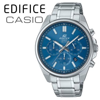 カシオ エディフィス 腕時計 メンズ ブルー シルバー クロノグラフ CASIO EDIFICE 海外モデル 100m防水 43.5mm ステンレス メタル スポーツ 車 モータースポーツ おしゃれ プレゼント ギフト 成人 卒業 入学