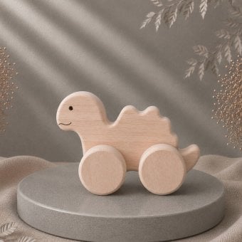 国産ヒノキの恐竜のコロコロ｜木製プルトイ・ベビー＆キッズのおもちゃ｜出産祝い