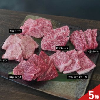 銘柄和牛 焼肉用 5種 牛タン 食べ比べ ギフトセット 牛肉 冷凍 カタロース バラ 牛モモ肉 スライス