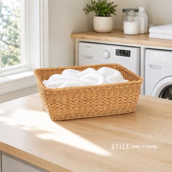 UTILE ユティル ナイール 脱衣かご レクト[ランドリーバスケット 洗濯かご ランドリーボックス かご カゴ バスケット 脱衣所 ランドリー 収納 収納ケース 収納ボックス 洗濯物入れ おしゃれ 収納かご 北欧 ナチュラル] 即納