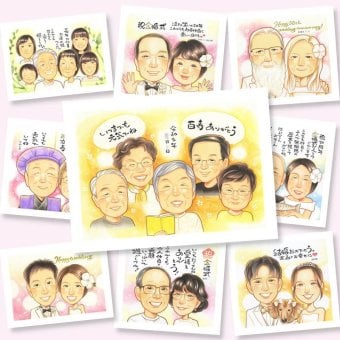 プレゼント 百寿祝い 似顔絵 手描き 贈り物 名入れ ギフト 百寿 100歳 誕生日 長寿祝い 長寿 大人数 家族 お母さん 両親 お父さん 下書き確認 名入れ 修正無料 そっくり 親孝行 似てる 喜ばれる 思い出 100歳 長寿祝い 快気祝い 還暦祝い ウェディングギフト 白寿祝い 感謝の品 ハロウィン バレンタインデー 喜寿祝い 初任給 クリスマス 古希祝い