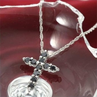 ネックレス K18 ブラックダイヤモンド 0.3ct クロス ペンダント 18金 ゴールド メンズ レディース 十字架 天然石 ジュエリー アクセサリー ギフト プレゼント