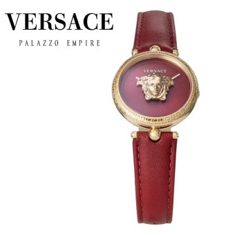 ヴェルサーチェ 腕時計 レディース レッド ゴールド 34mm VERSACE PALAZZO EMPIRE パラッツォ エンパイア 立体 メデューサ 赤 レザー 革ベルト スイス製 高級 ブランド おしゃれ プレゼント ギフト 卒業 入学 お祝い
