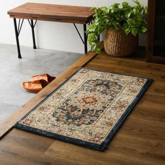 ラグ カーペット 玄関 屋内 屋外 輸 入 ネカル アイボリー 約50×80cm 長方形 民族調 エスニック モダン シンプル オールシーズン 丈夫 50×80cm ルカス ブルー 新生活