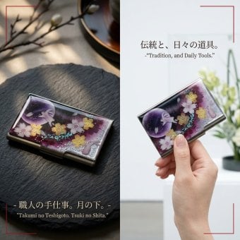 職人の手作り！和柄 名刺入れ「保」 和風 名刺ケース カードケース 夜桜 伝統工芸 職人 手作り 名入れ 記念日 誕生日 ギフト 送料無料 和風 ハンドメイド 立体彩色 螺鈿風 20代 40代 50代 プレゼント お祝い 還暦 退職 卒業
